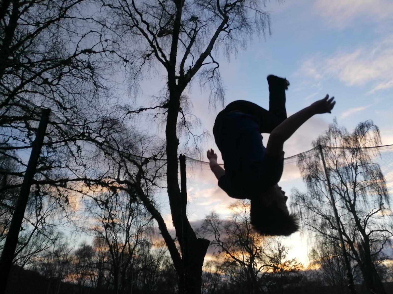 trampolining skills at dusk